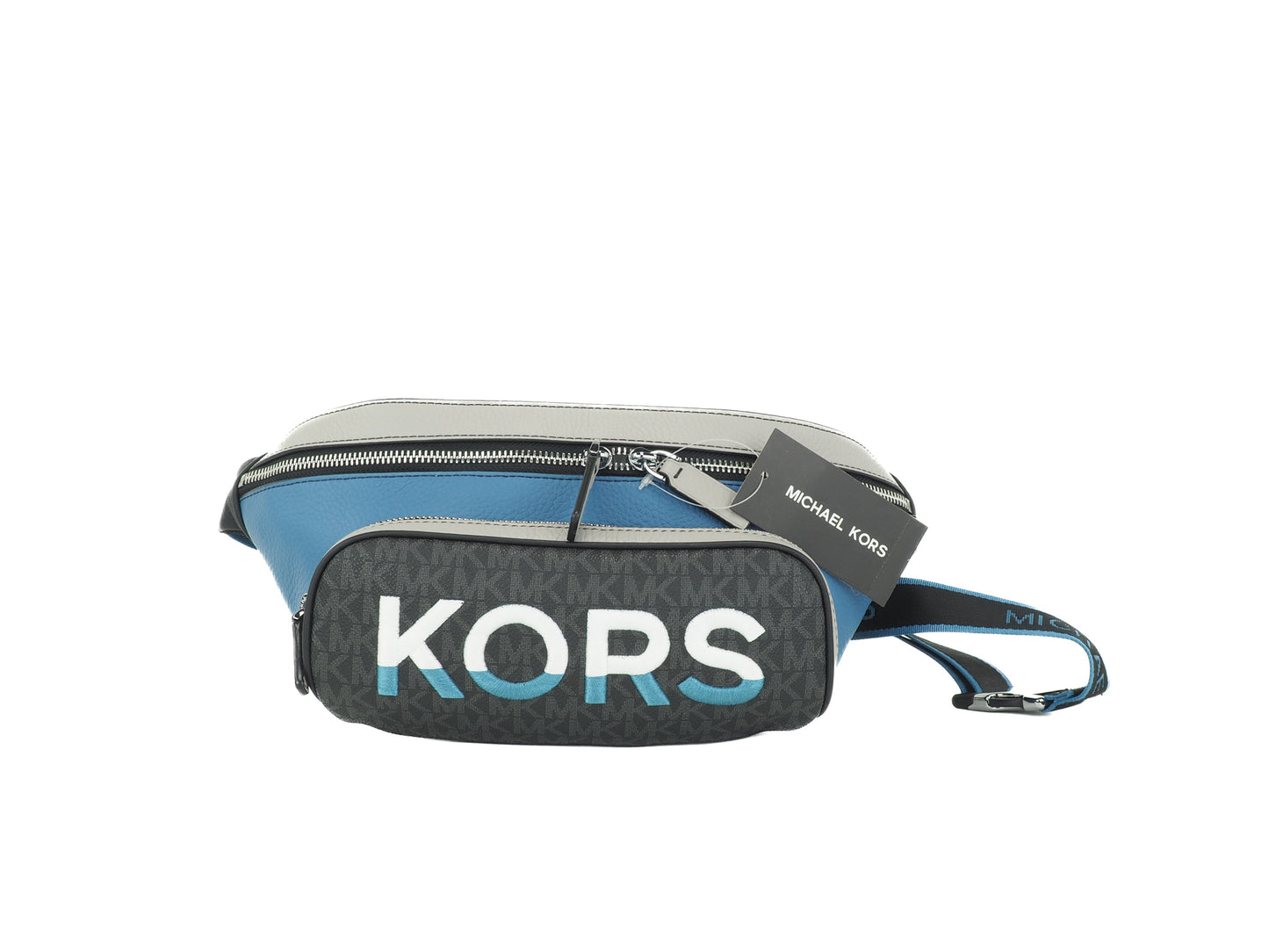 Cooper grote blauwe multi-leder geborduurde heuptas met logo