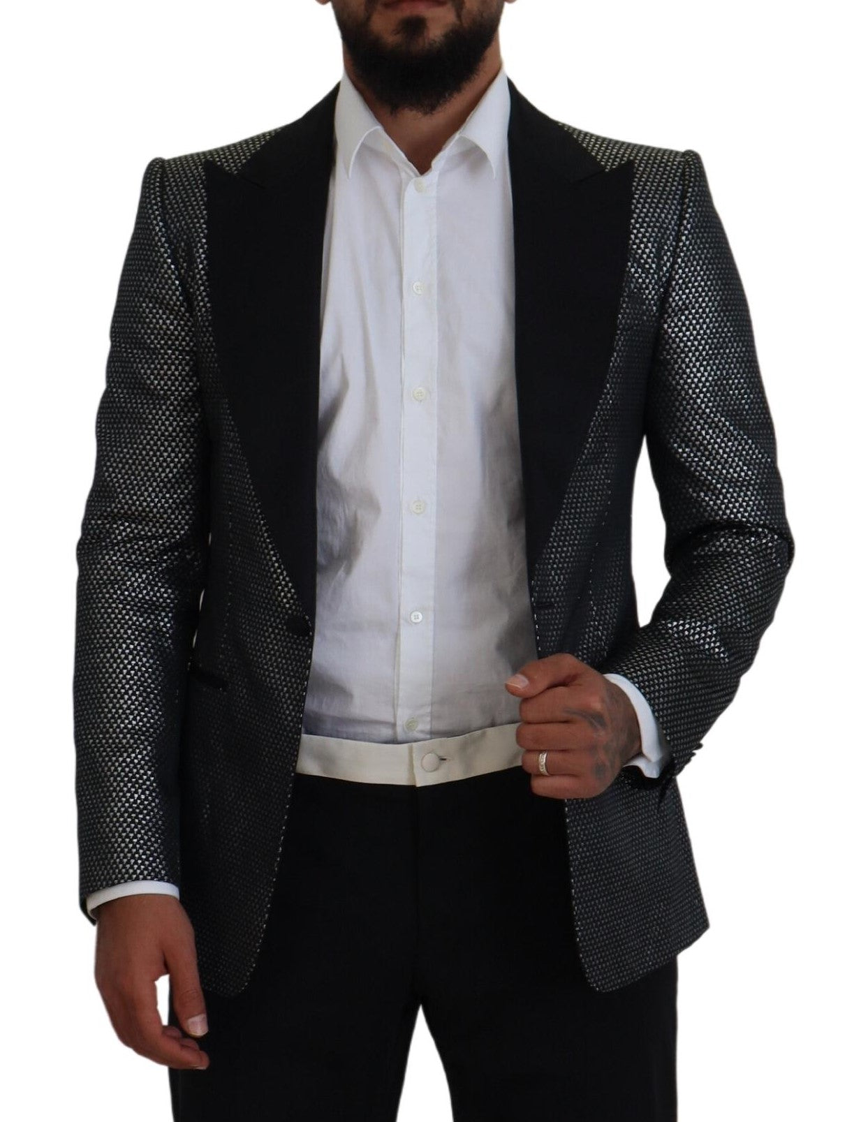 Elegante jacquardblazer met enkele rij knopen