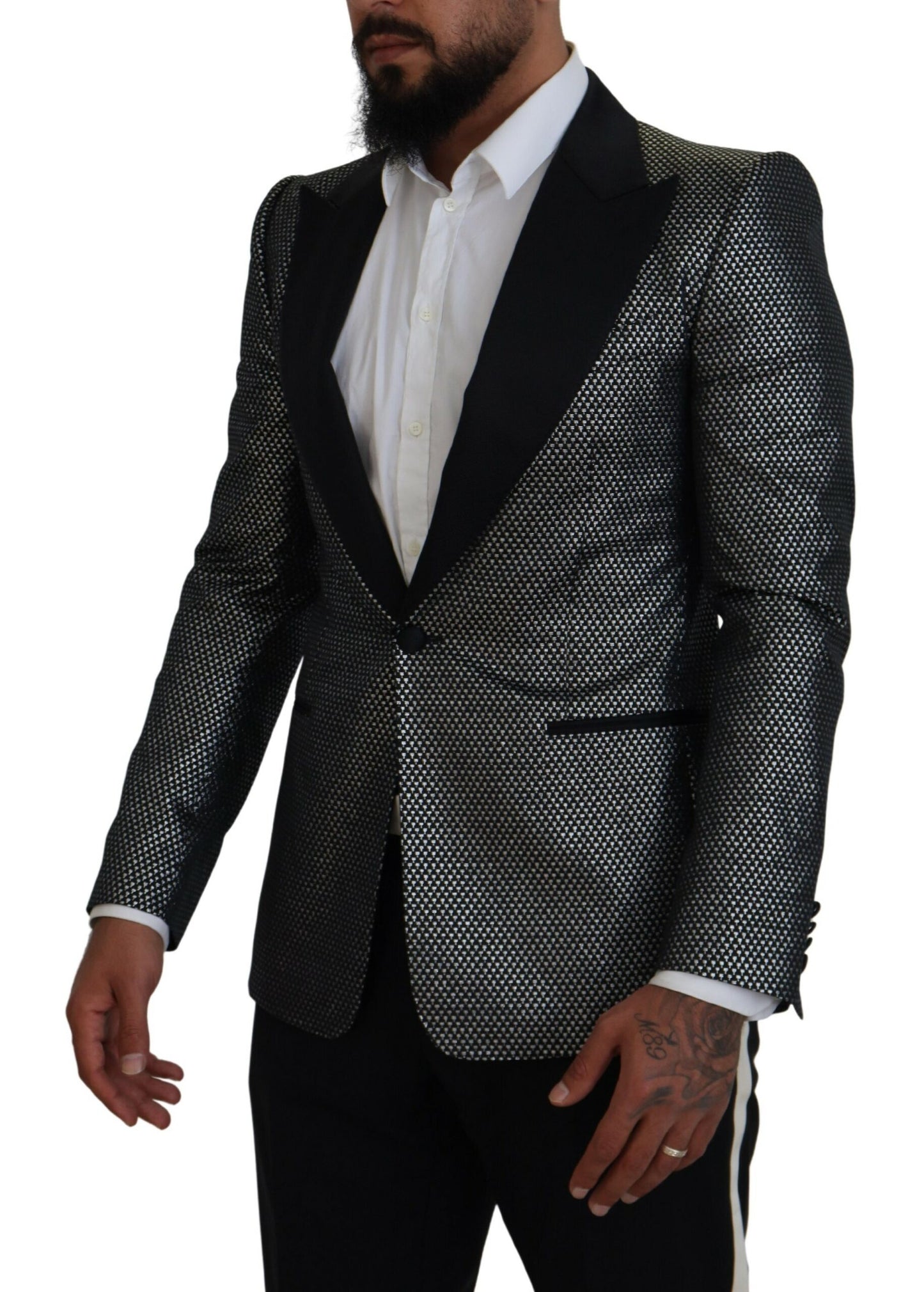 Blazer elegante de jacquard con un solo botonadura