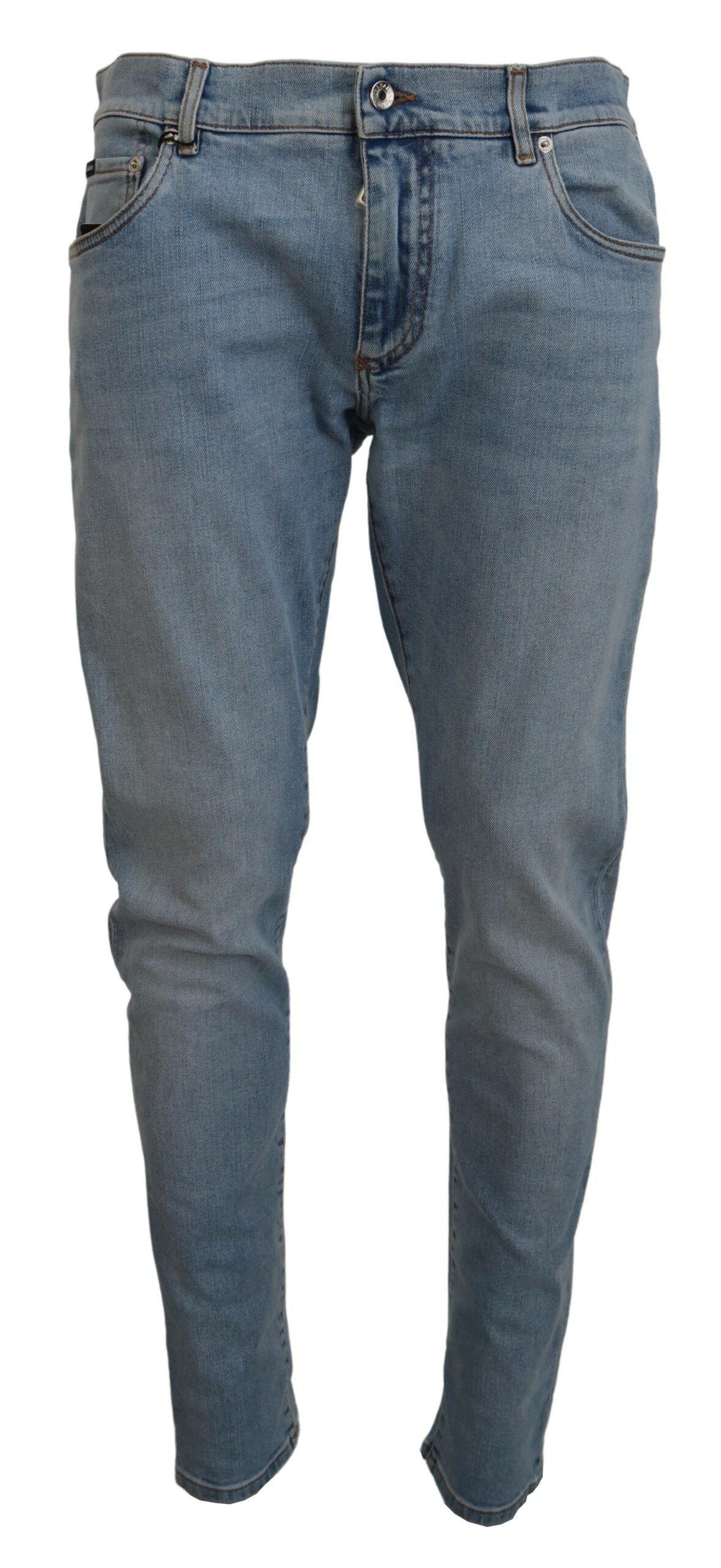 Elegante slim-fit lichtblauwe denimbroek