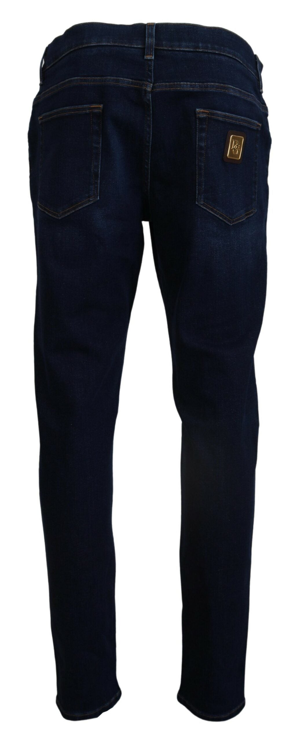 Elegante donkerblauwe denim jeans met slanke pasvorm