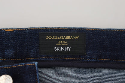 Elegante donkerblauwe denim jeans met slanke pasvorm