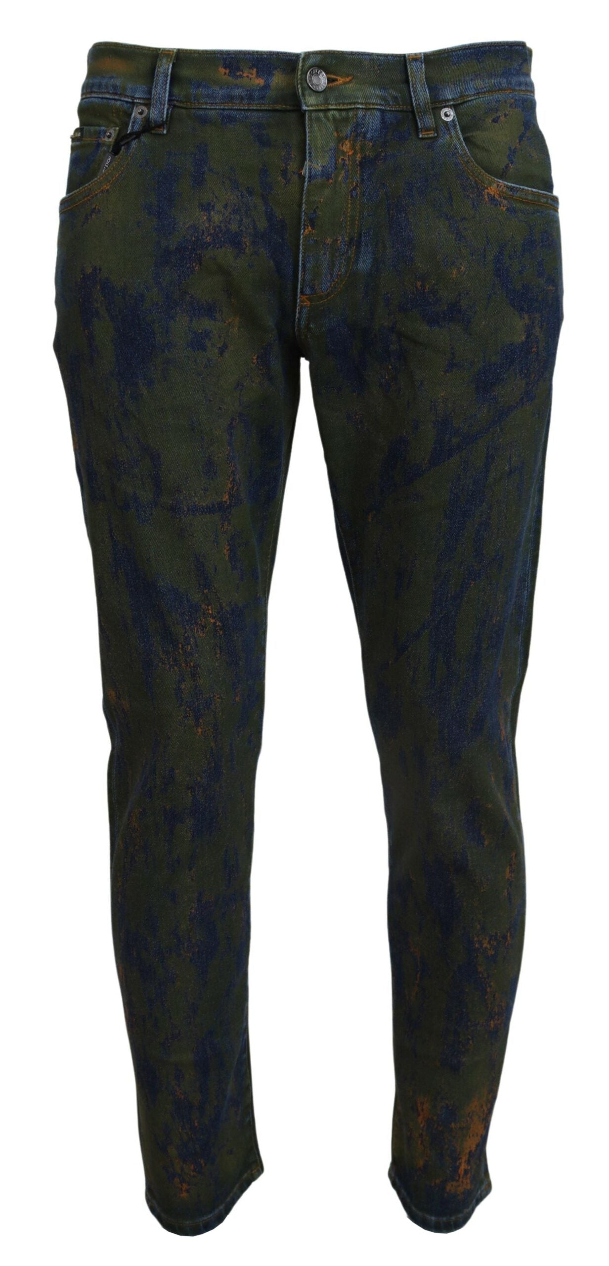 Chique slim-fit denimjeans in groene wassing