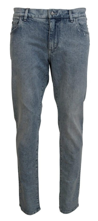 Elegante slim-fit lichtblauwe denimbroek