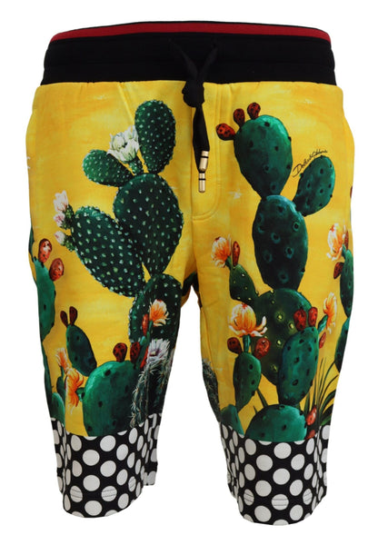 Veelkleurige katoenen sweatshort met cactusprint