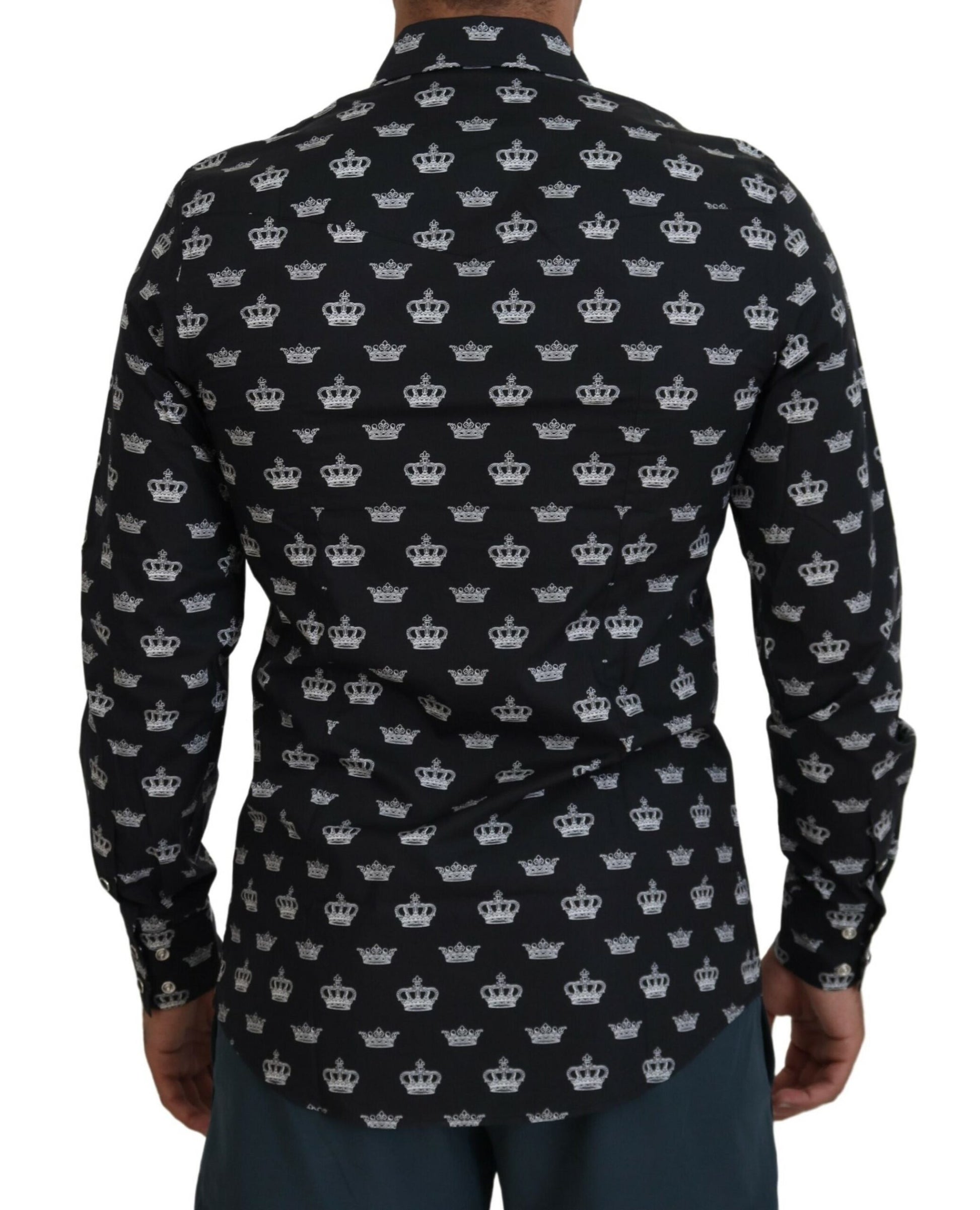 Elegant Slim Fit Crown Print Formal Shirt