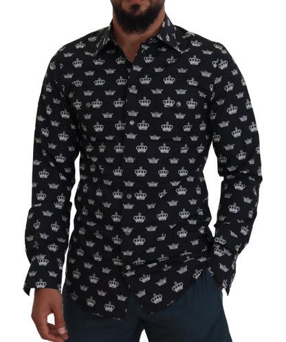 Camisa formal elegante con estampado de corona y corte entallado