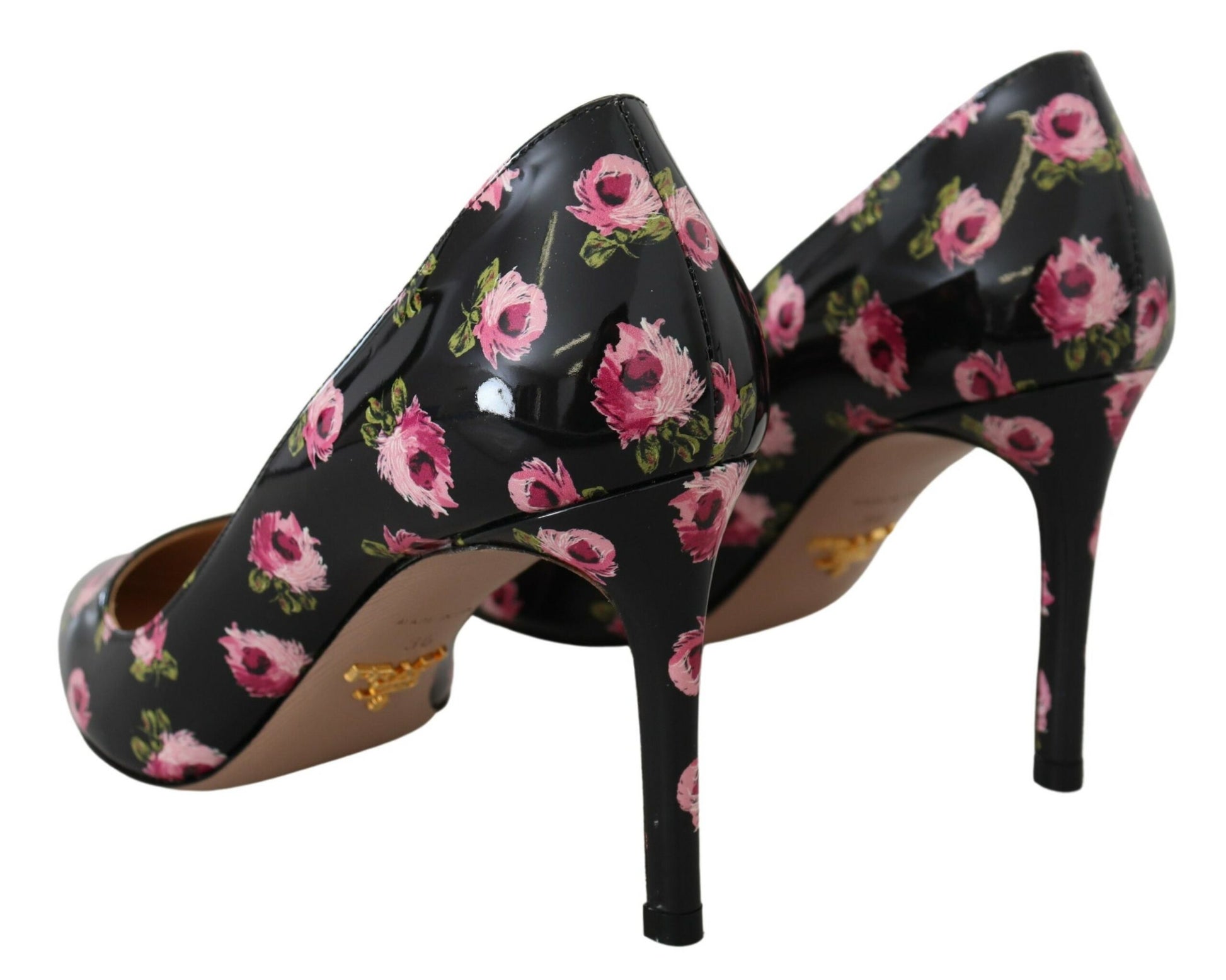 Elegant Floral Print Leather Pumps