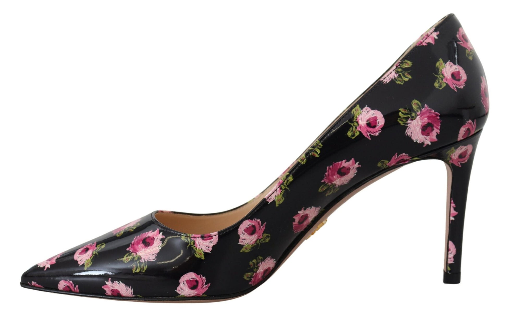 Elegante leren pumps met bloemenprint