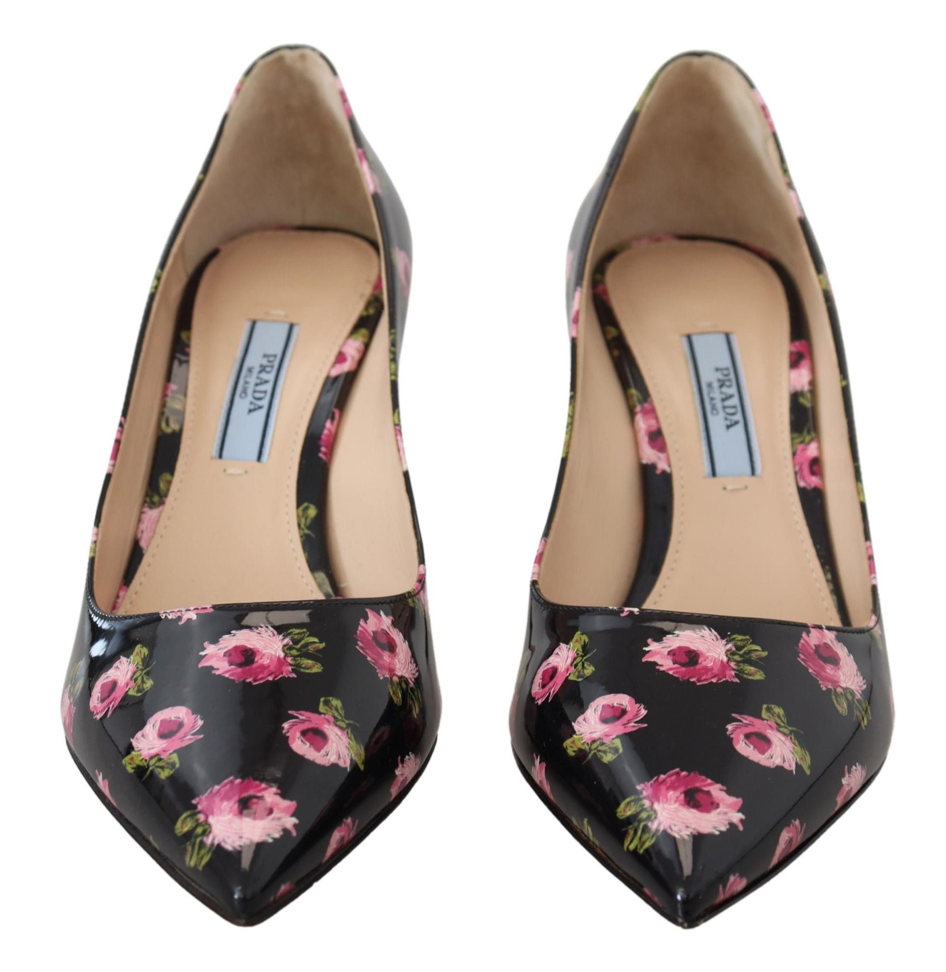 Elegante leren pumps met bloemenprint