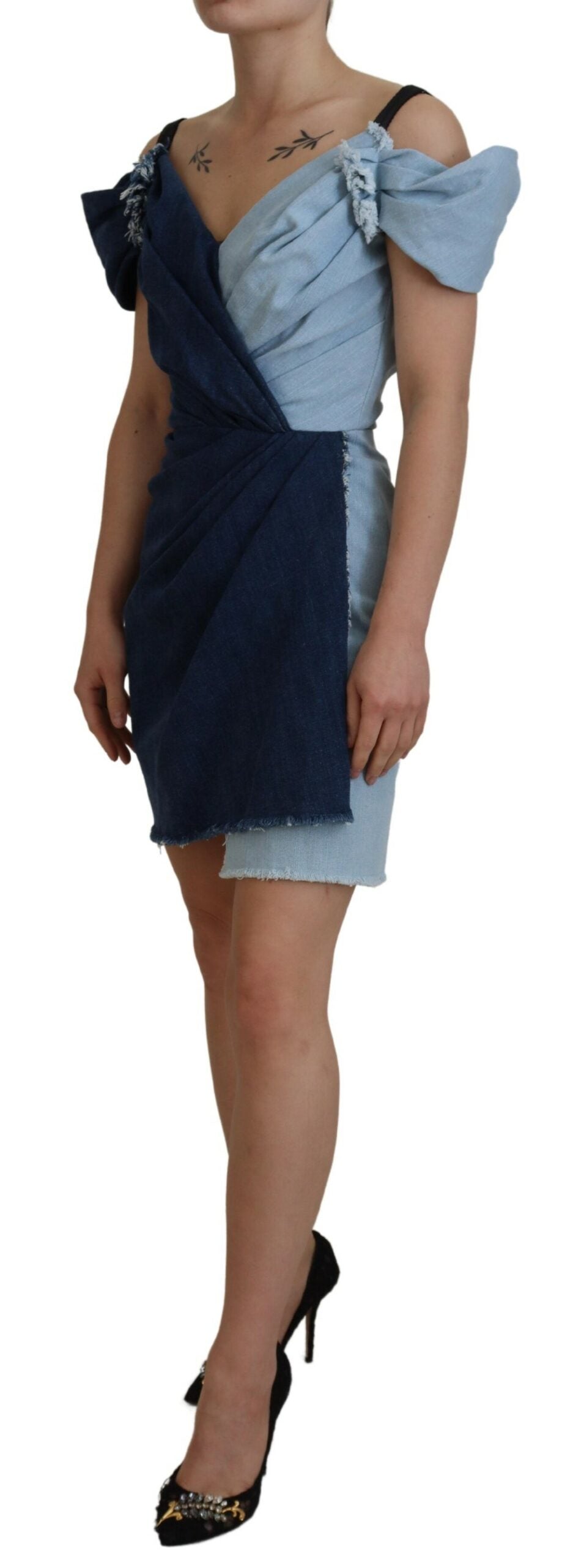 Chic Two Tone Denim Sheath Dress