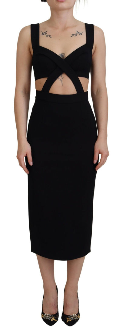 Elegante vestido tubo midi negro