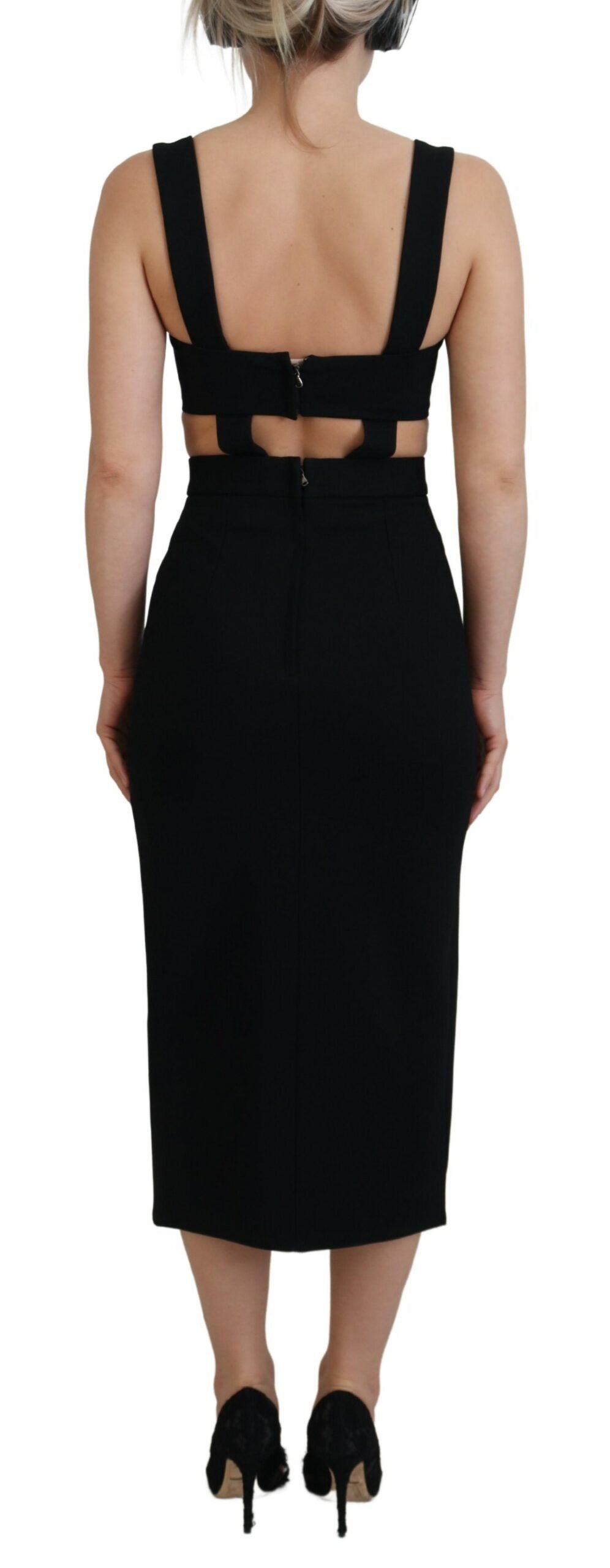 Elegante vestido tubo midi negro