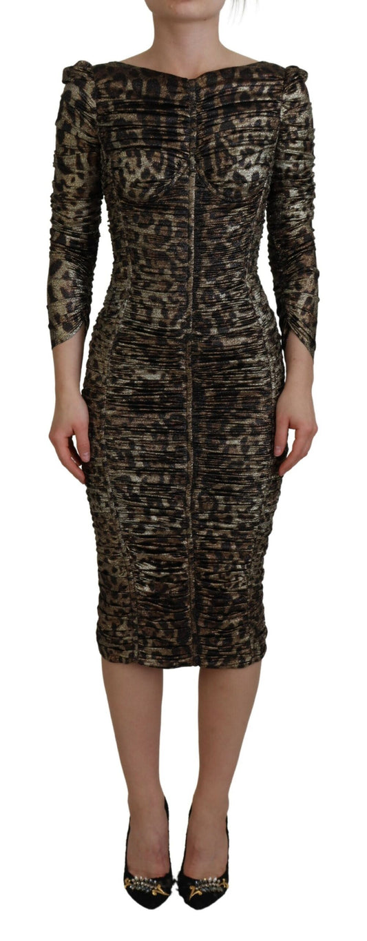 Elegante midi-bodyconjurk met luipaardprint