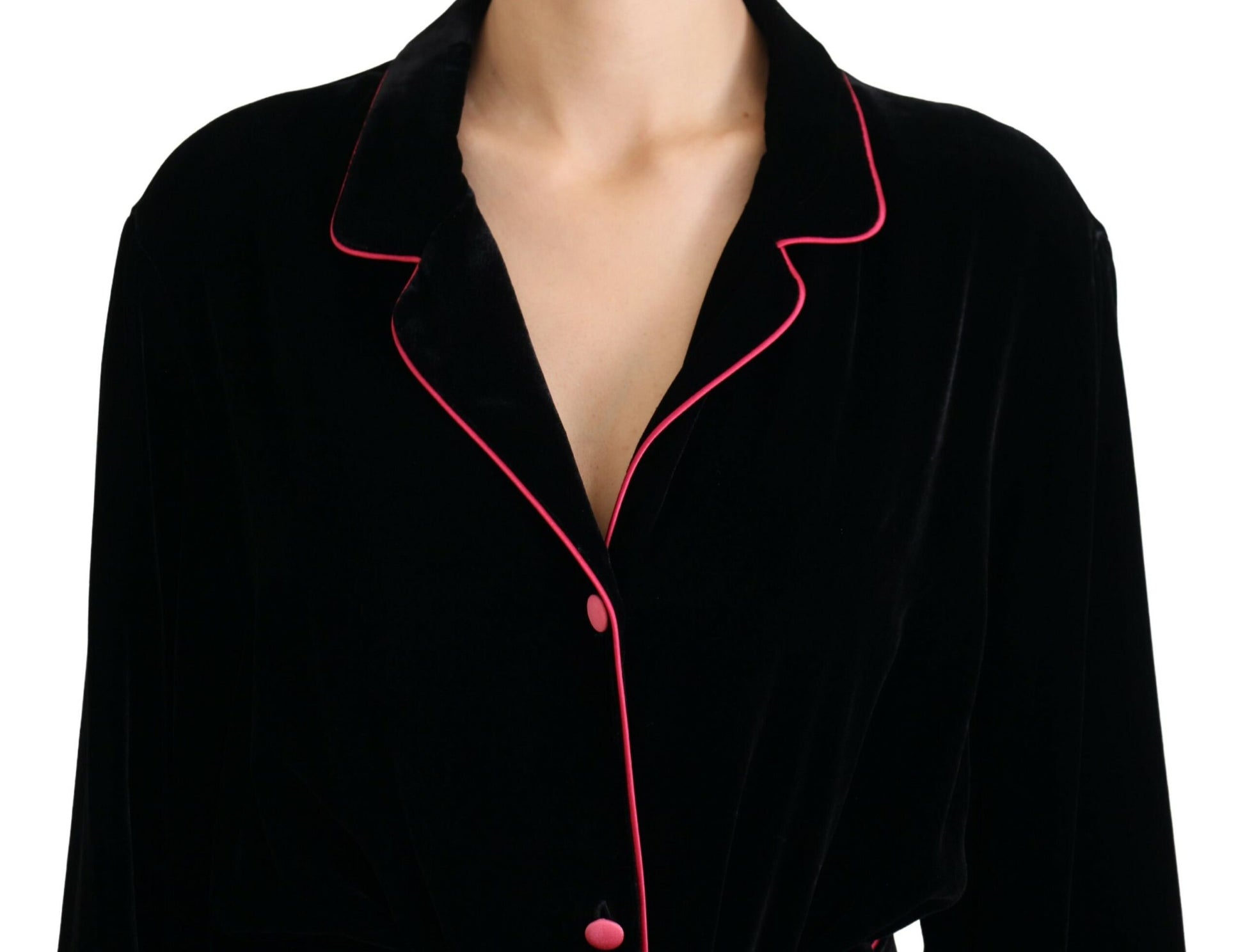 Elegant Black Silk-Blend Jacket with Waist Belt