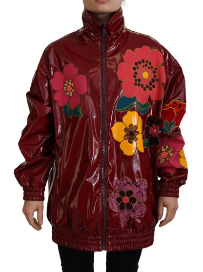 Chaqueta de lujo floral granate