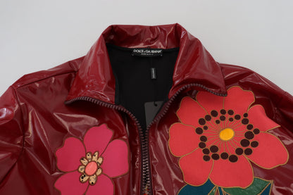 Chaqueta de lujo floral granate