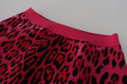 Chique hoge taille roze luipaard minirok