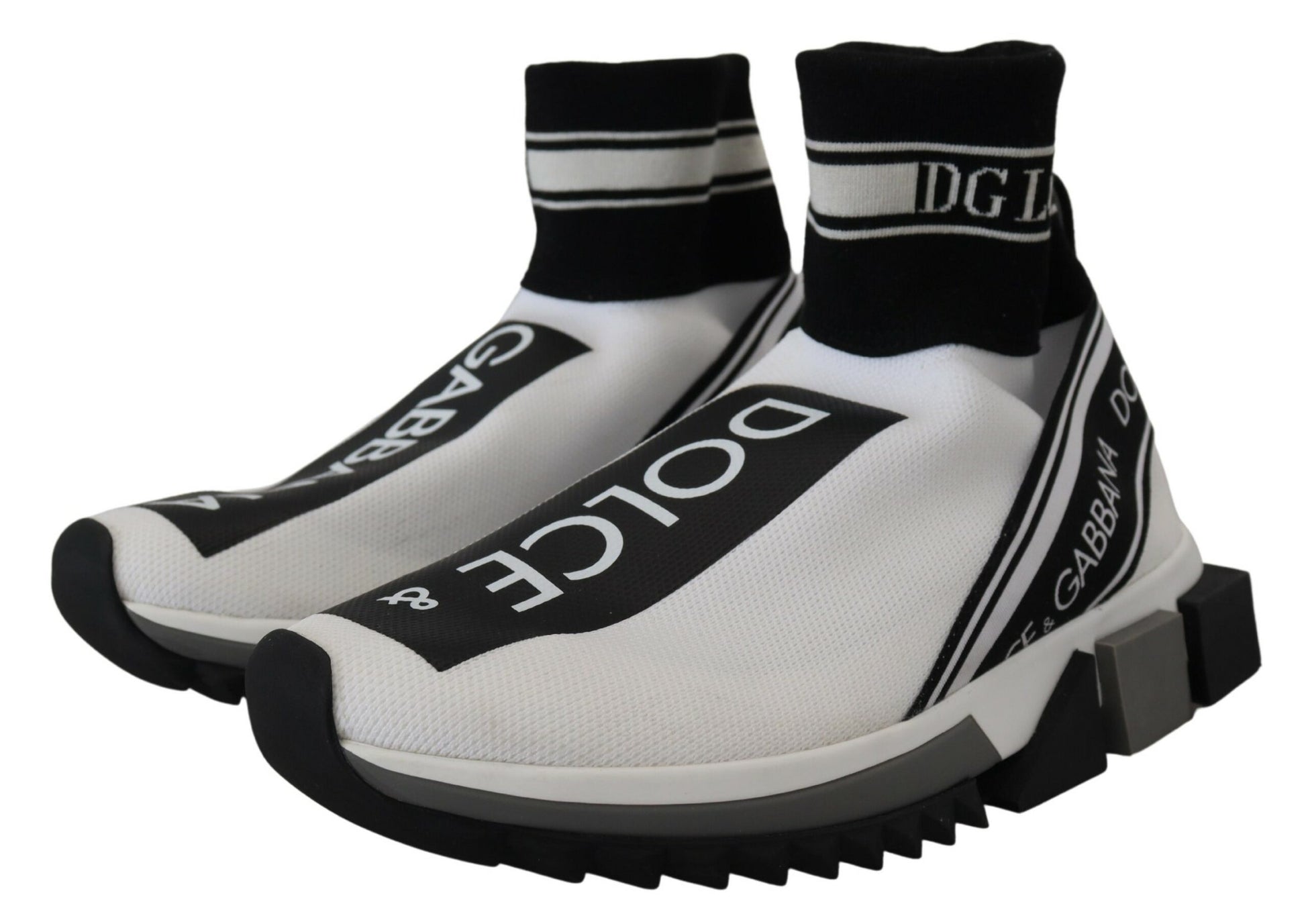 Elegantes zapatillas deportivas sin cordones Sorrento en blanco y negro