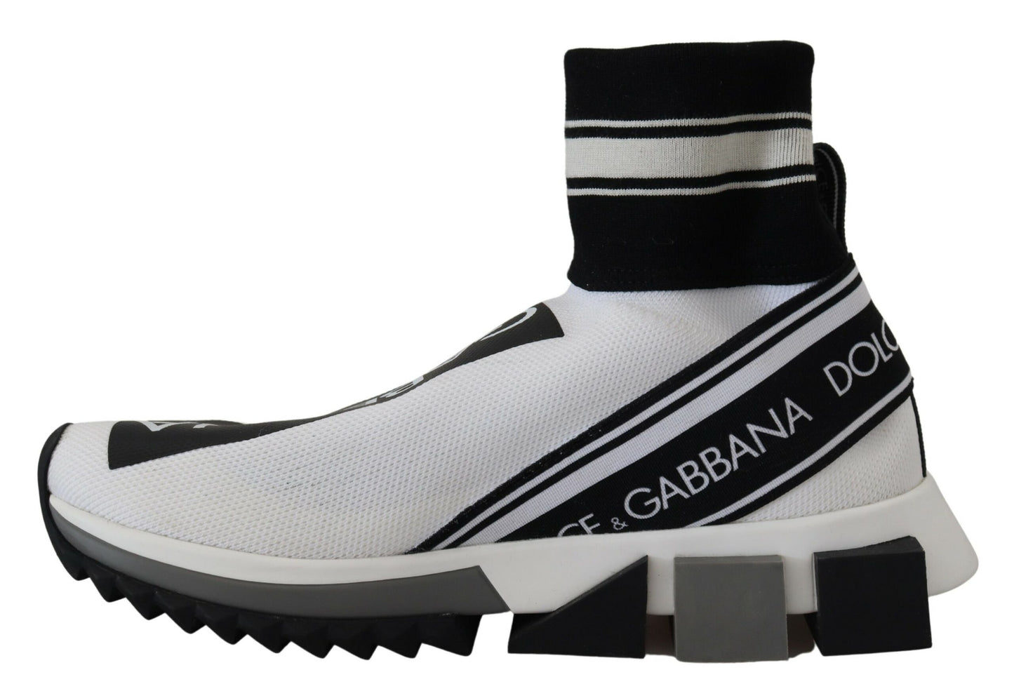 Elegantes zapatillas deportivas sin cordones Sorrento en blanco y negro