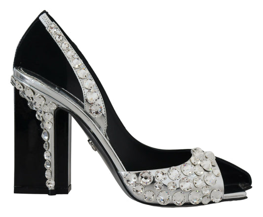 Elegante, met kristallen verfraaide leren pumps