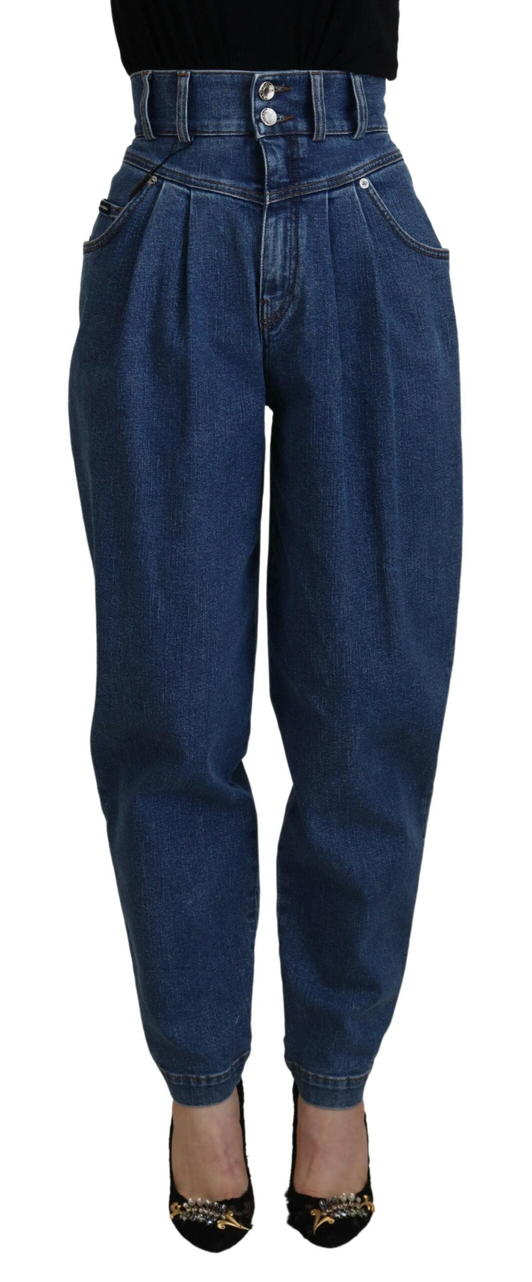 Elegante blauwe jeans met hoge taille