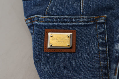 Elegante blauwe jeans met hoge taille