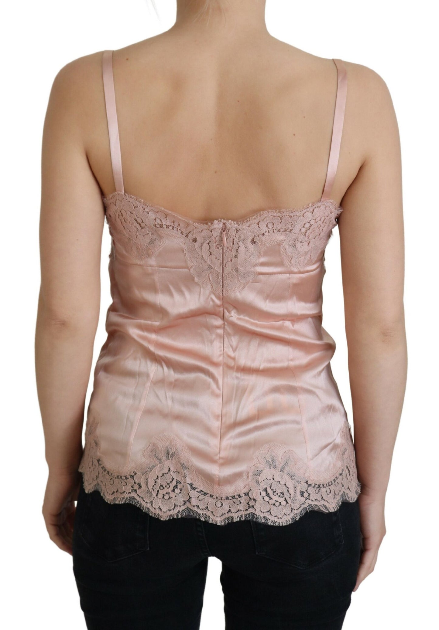 Top lencero elegante de seda rosa