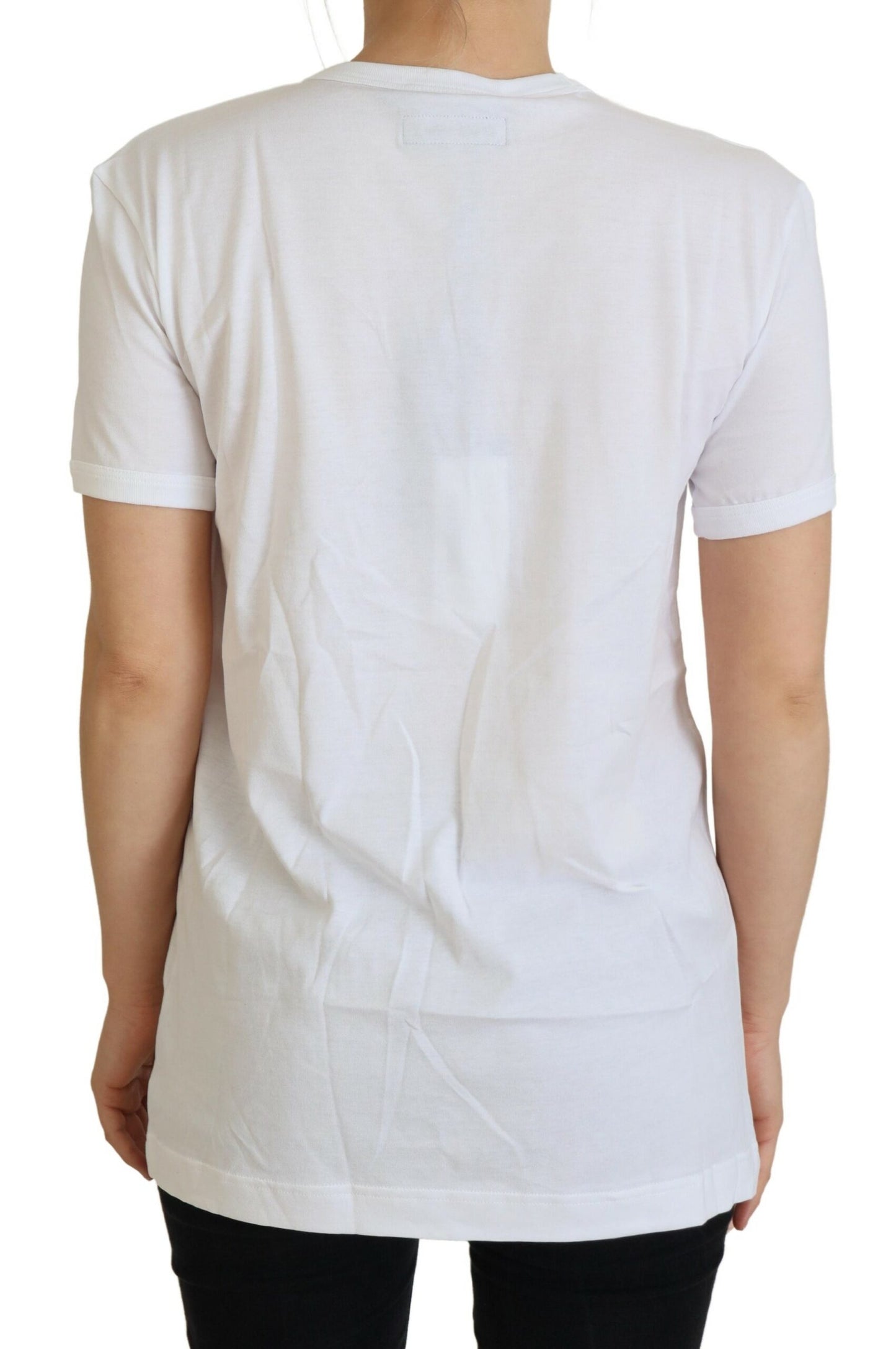 Elegante camiseta blanca de algodón con cuello redondo