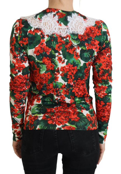 Elegant Floral Crewneck Cardigan