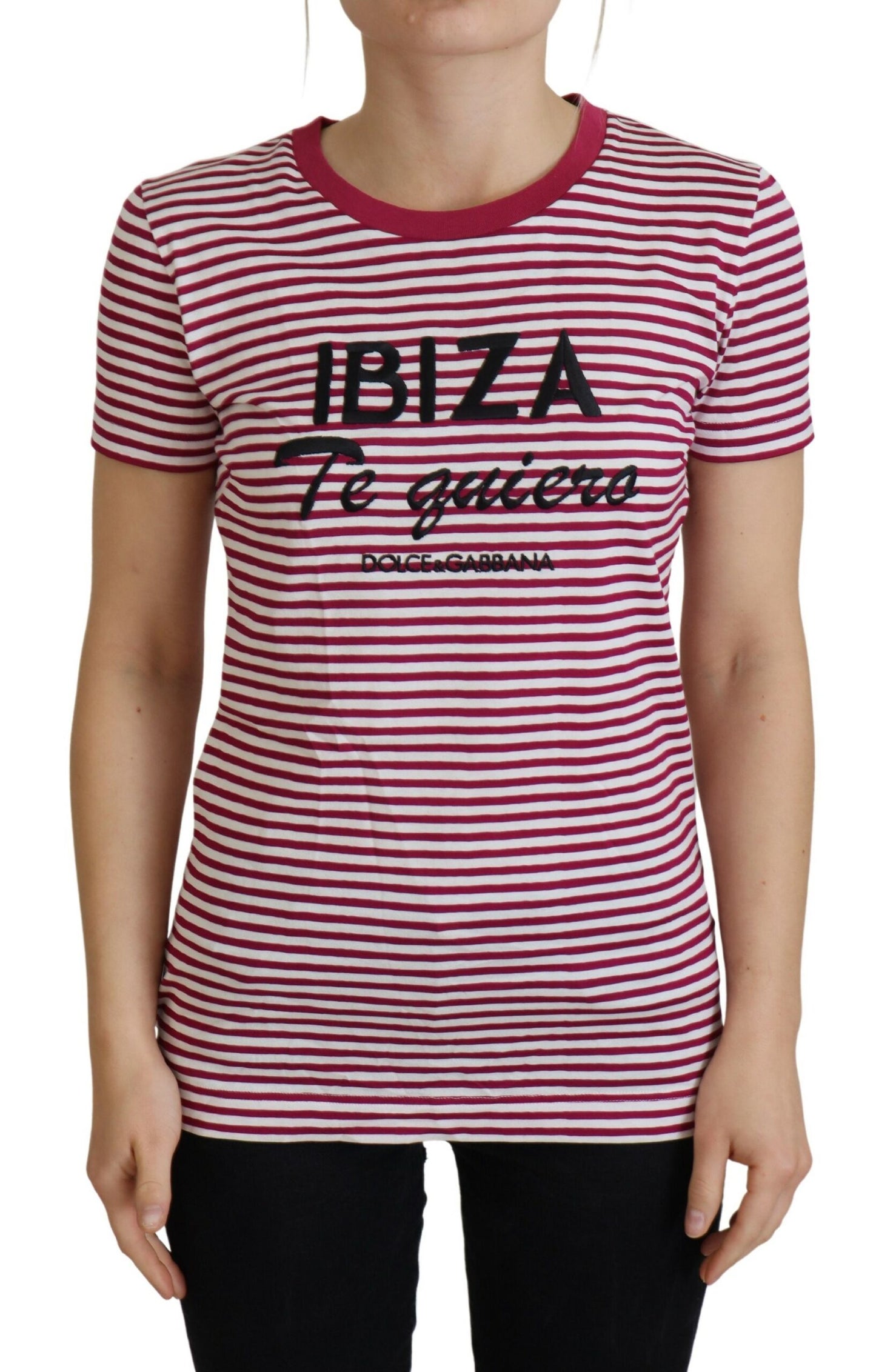 Exclusiva camiseta Ibiza a rayas con cuello redondo