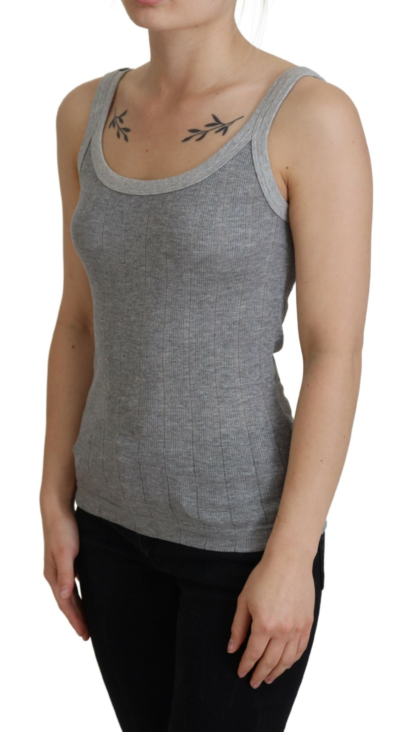 Chic Gray Sleeveless Modal-Cotton Top