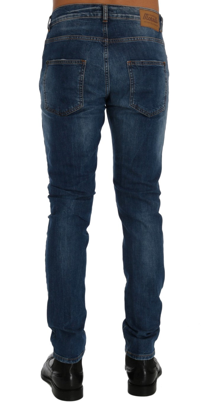 Chic Slim Fit Blue Distressed Jeans