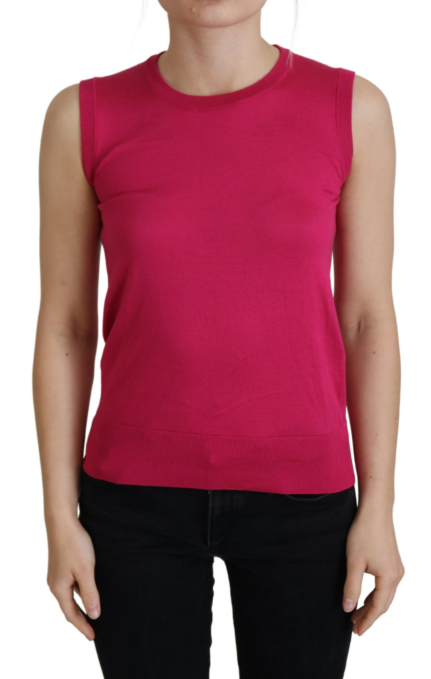 Chique roze zijden mouwloos tanktopvest