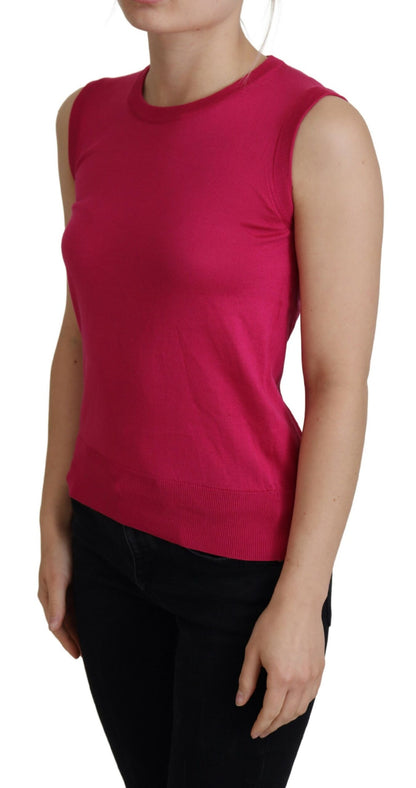 Chique roze zijden mouwloos tanktopvest