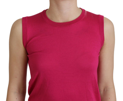 Chique roze zijden mouwloos tanktopvest