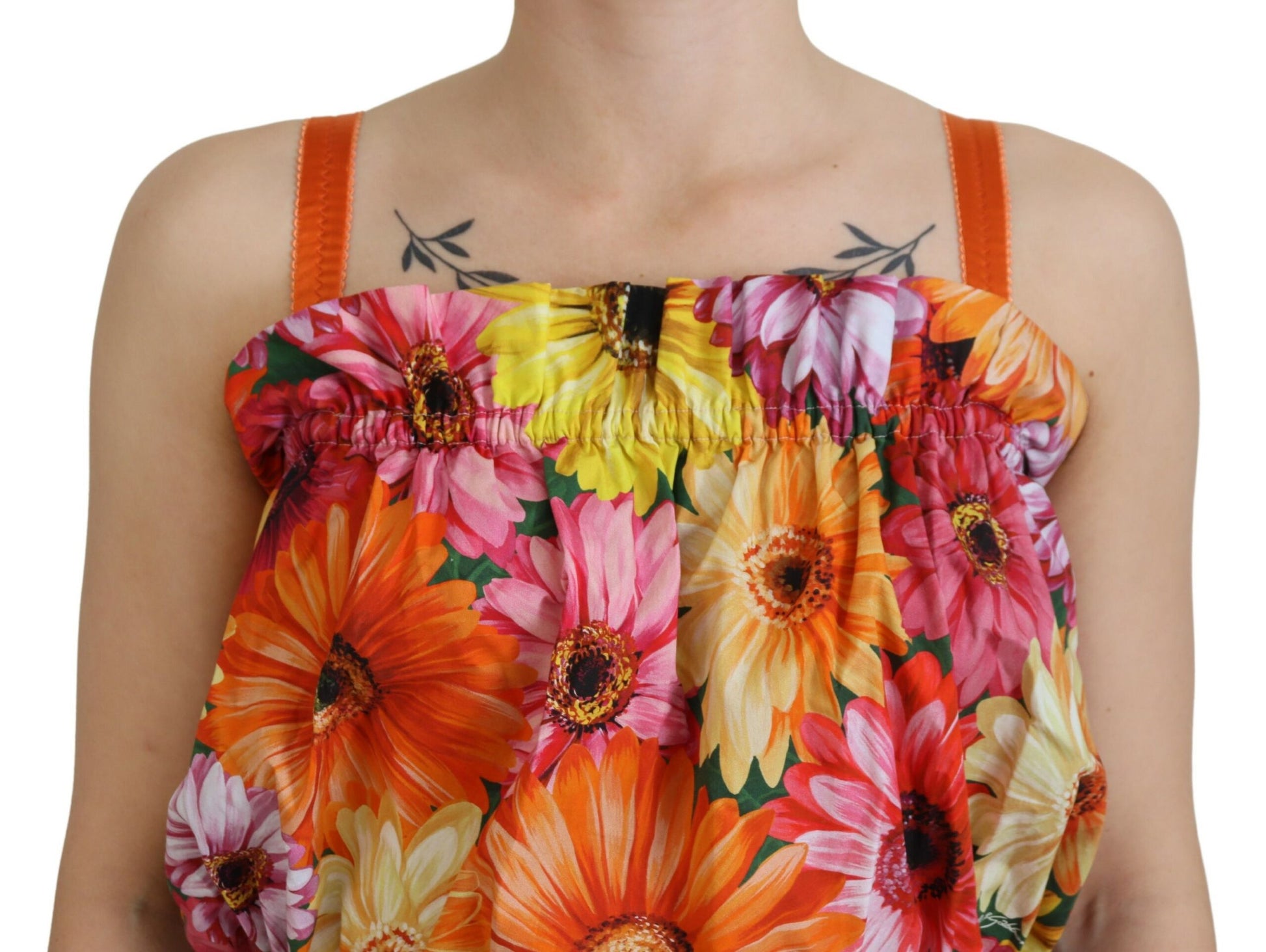 Mouwloze cropped top met bloemenelegantie