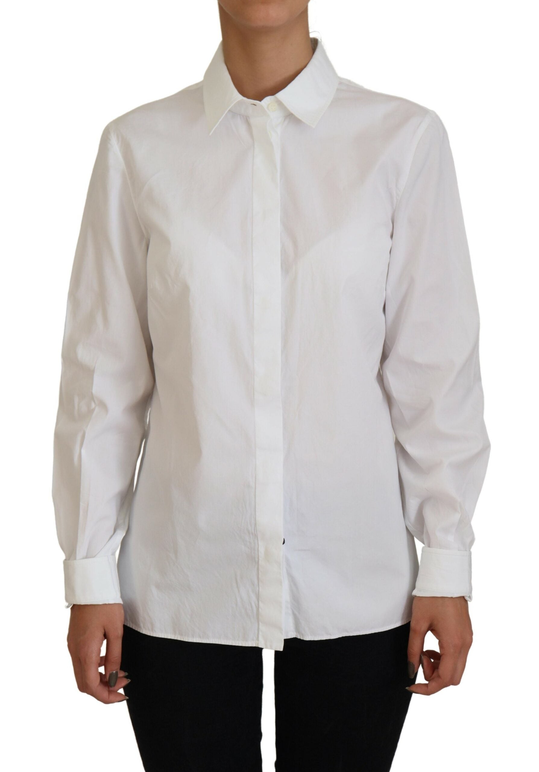 Elegant White Cotton Button-Up Top