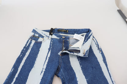 Strakke gestreepte slim-fit Italiaanse jeans