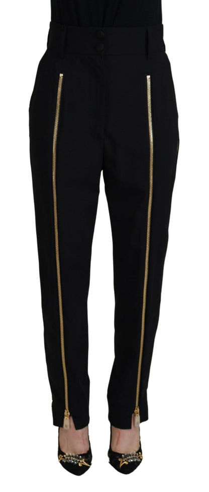 Elegant High Waist Tapered Wool Pants