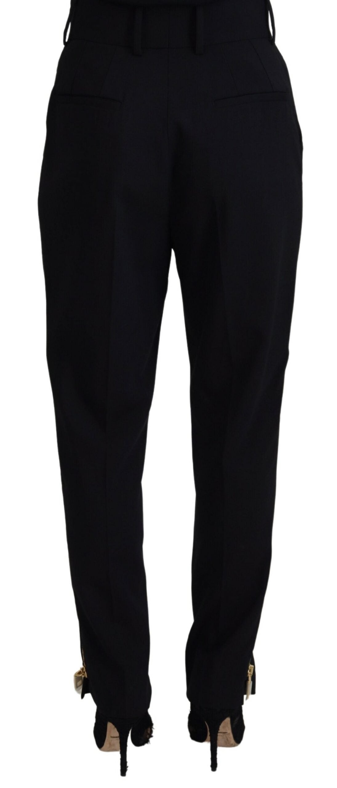 Elegant High Waist Tapered Wool Pants