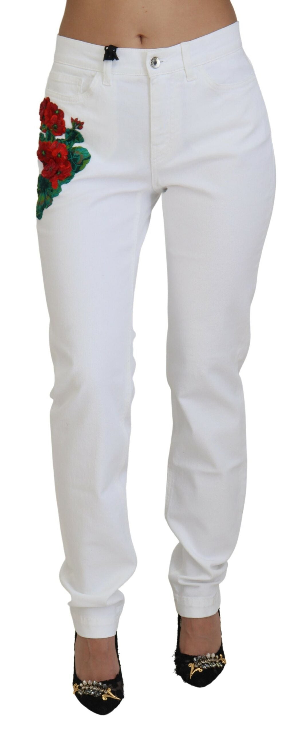 Elegante witte skinny jeans met middelhoge taille