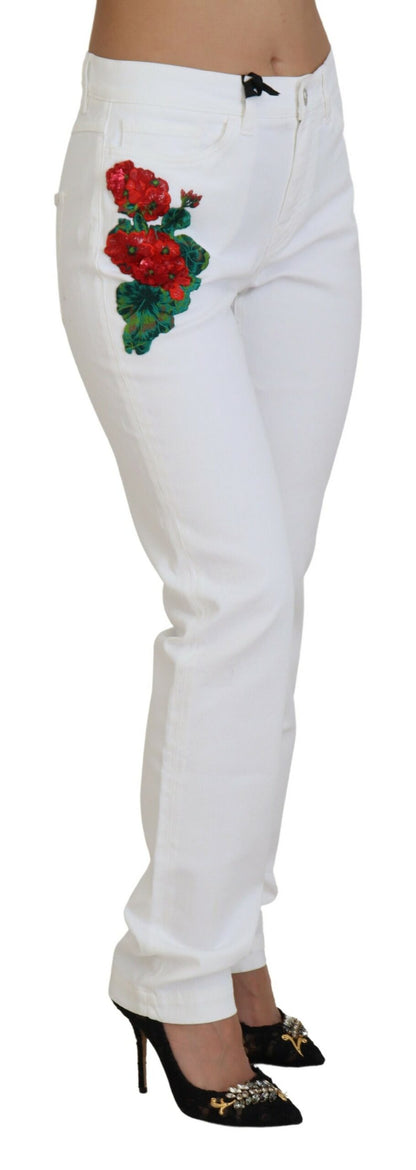 Elegante witte skinny jeans met middelhoge taille