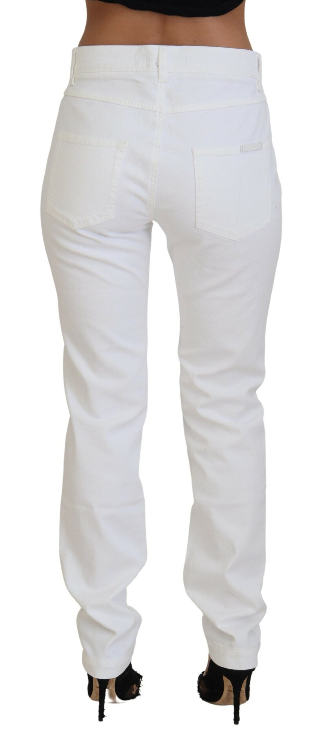 Elegante witte skinny jeans met middelhoge taille