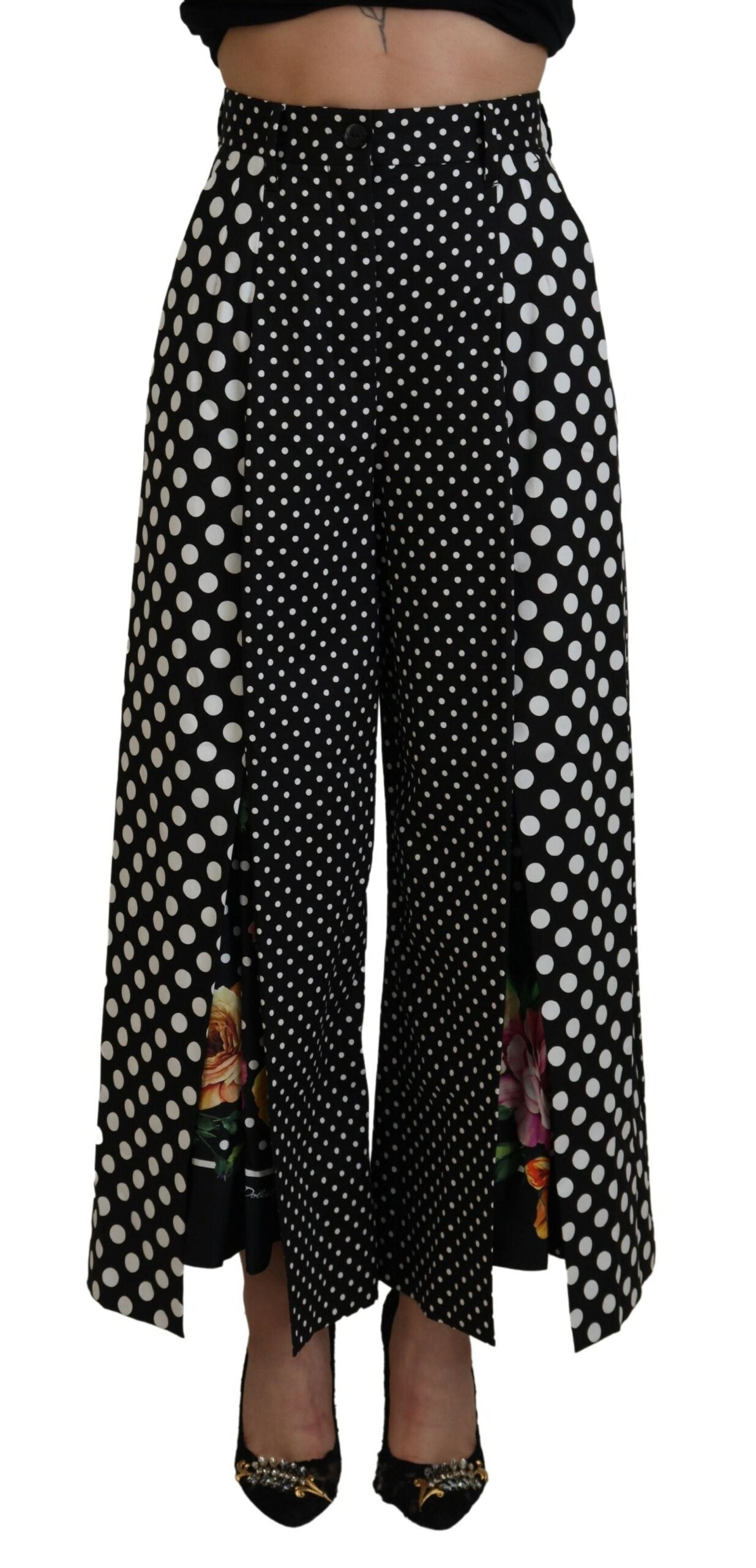 Elegante broek met hoge taille en stippen