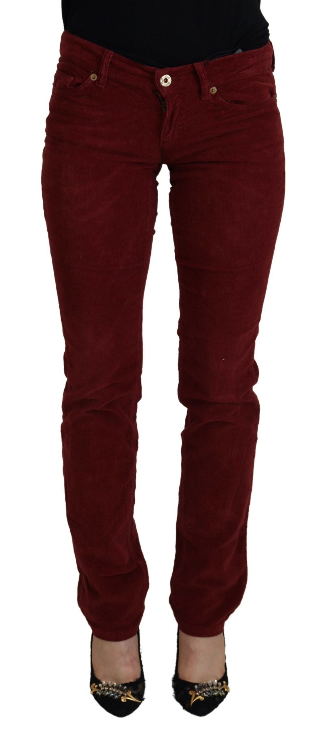 Chique kastanjebruine corduroy broek