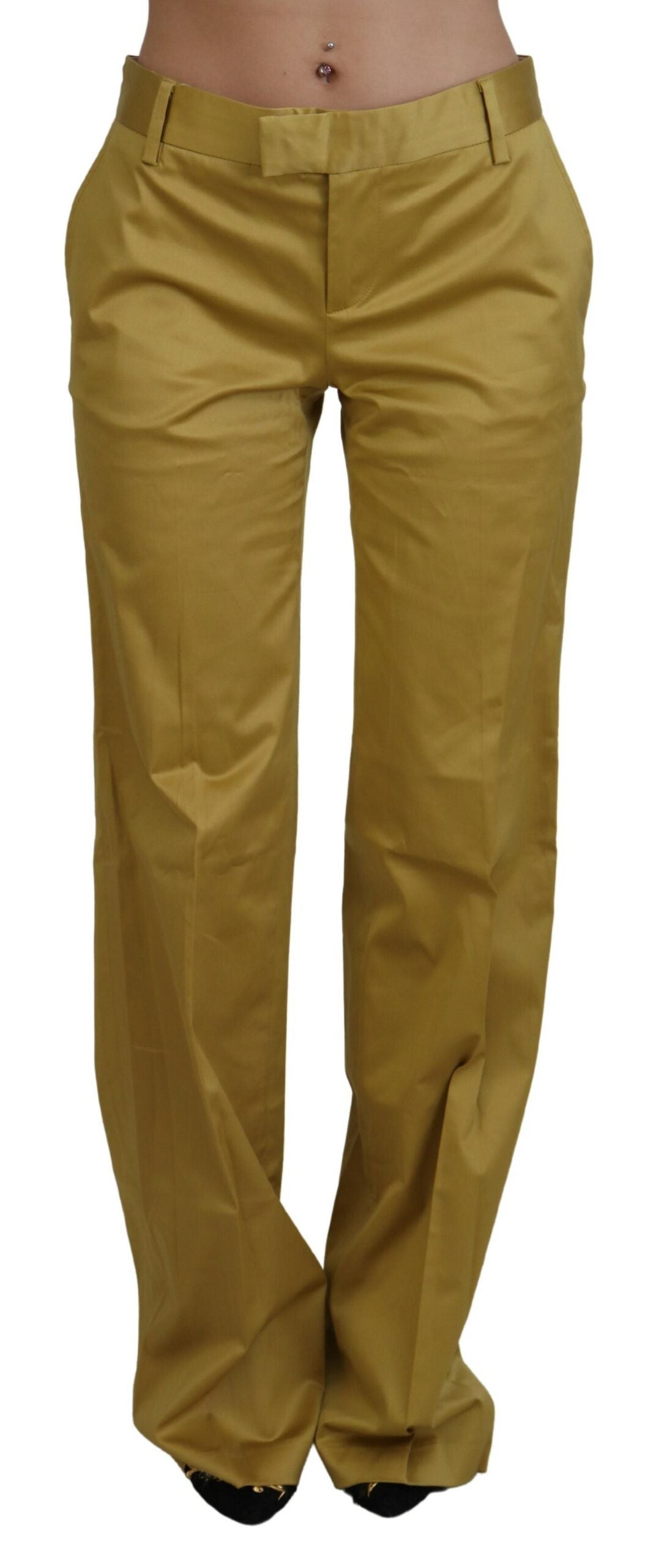 Elegante gouden rechte broek