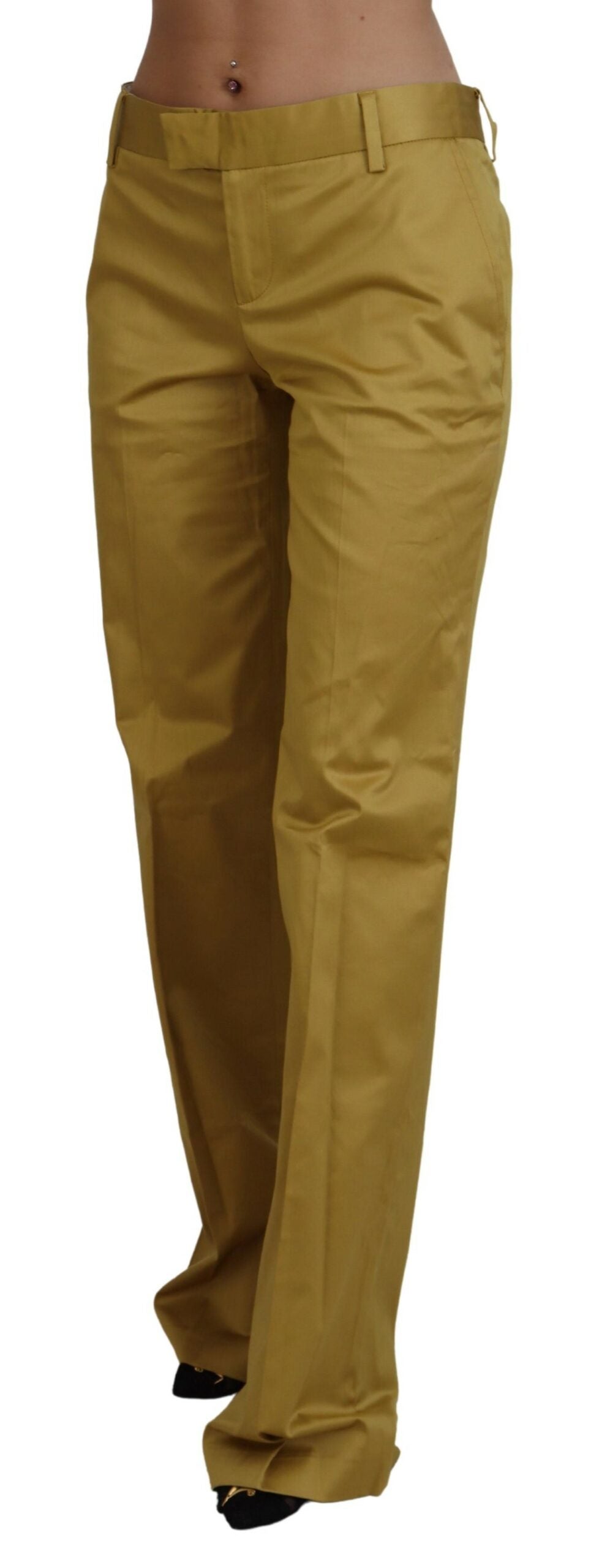 Elegante gouden rechte broek