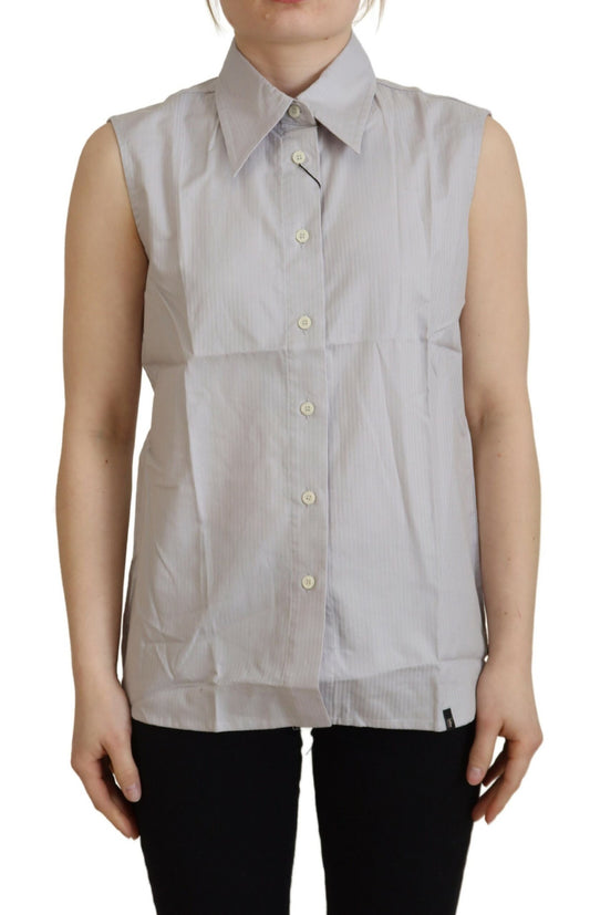 Elegant Sleeveless Cotton Polo Top