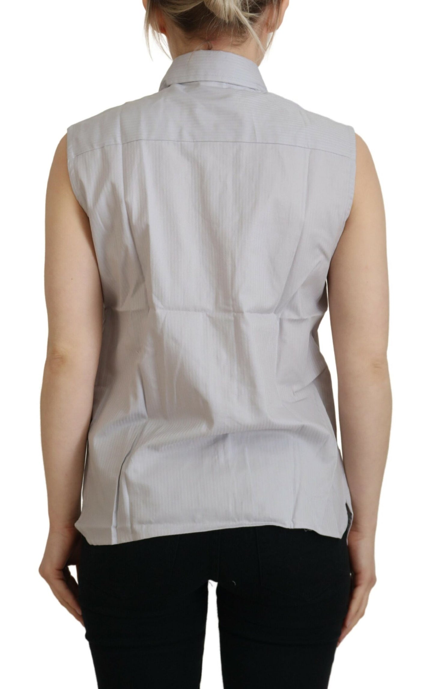 Elegant Sleeveless Cotton Polo Top